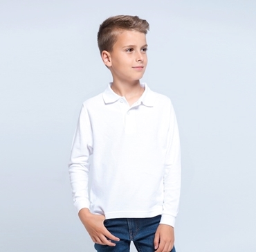 Picture of White long sleeve polo shirt